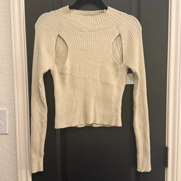 Open Edit Sparkle Cutout Sweater | Ivory | Medium | NWT - Picture 2 of 4